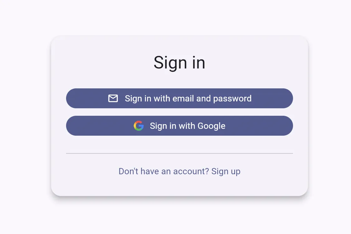 Sign in screen