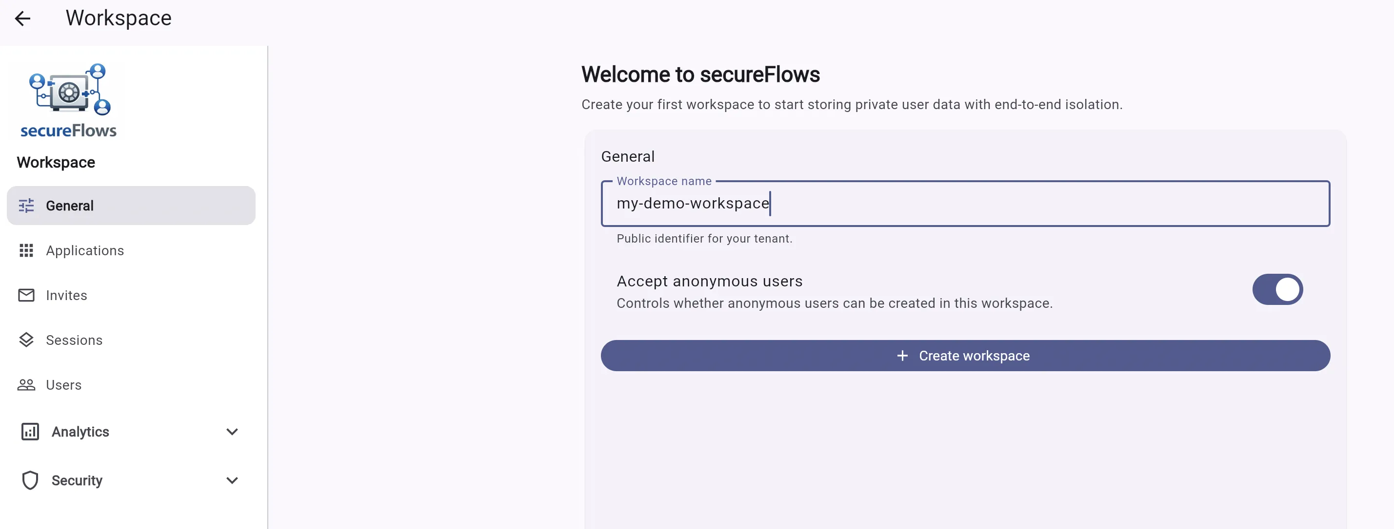 Create workspace form